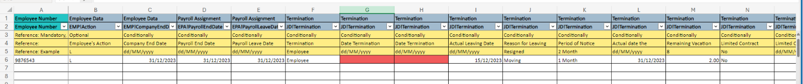 A wide view of the Query Log itself, with erroneous cells in red